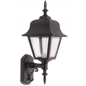 LBS Lighting Black Plastic Outdoor Wall Lantern Light with Clear Lens 
