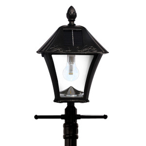 Gama Sonic Solar Lighting Baytown Bulb Solar Lamp w/ Planter and EZ Anchor - Black 