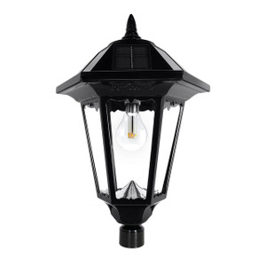 Gama Sonic Solar Lighting Windsor Bulb Solar Lamp Post - Single Lamp - Black 