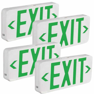  TCP 227454PK Battery Backup LED Exit Sign with Green Letters 