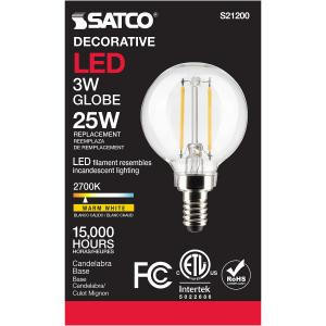  Satco S21200 3G16.5/LED/CL/927/120V/E12 