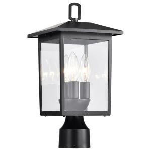  Satco 60-5932 Matte Black Post Light Pole Lantern with Clear Glass 