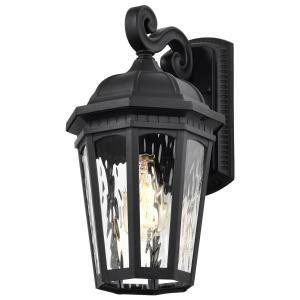  Satco 60-5946 Matte Black Large Wall Light with Clear Water Glass 