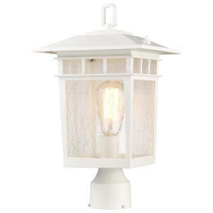  Satco 60-5951 White Post Light Pole Lantern with Clear Seeded Glass 