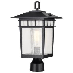  Satco 60-5953 Black Post Light Pole Lantern with Clear Seeded Glass 