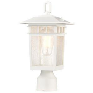  Satco 60-5954 White Post Light Pole Lantern with Clear Seeded Glass 