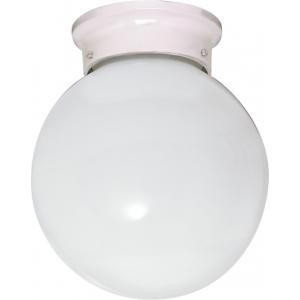  Satco 60-6033 White Ceiling Light with White Glass 