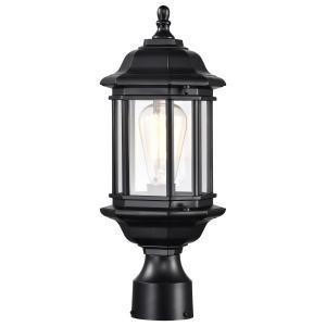  Satco 60-6116 Matte Black Post Top Light with Clear Glass 