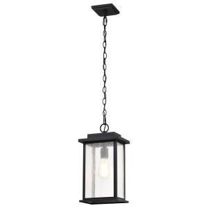  Satco 60-7377 Matte Black Hanging Light with Clear Seedy Glass 