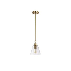  Satco 60-7410 Vintage Brass Pendant Light with Clear Glass 