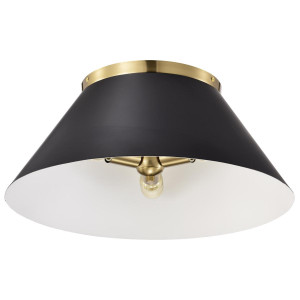  Satco 60-7420 Black Flush Mount Light with Vintage Brass 