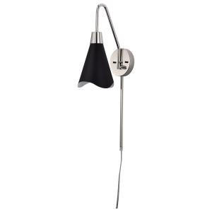  Satco 60-7469 Matte Black Wall Sconce Light with Polished Nickel 