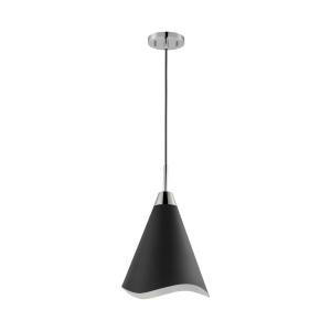  Satco 60-7478 Matte Black Pendant Light with Polished Nickel 