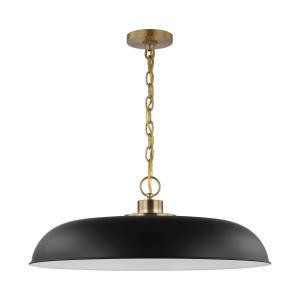  Satco 60-7487 Matte Black Pendant Light with Burnished Brass 