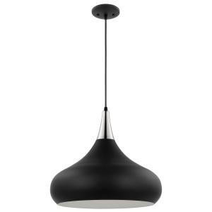  Satco 60-7516 Matte Black Pendant Light with Polished Nickel 