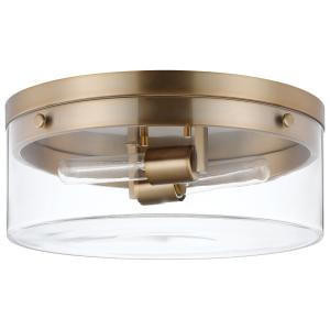  Satco 60-7536 Burnished Brass Flush-Mount Light with Clear Glass 