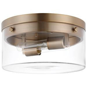 Satco 60-7537 Burnished Brass Flush-Mount Light with Clear Glass 