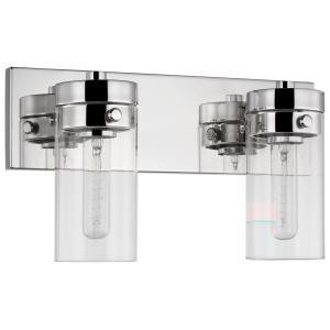  Satco 60-7632 Polished Nickel Vanity Light with Clear Glass 