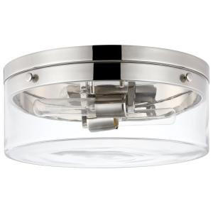  Satco 60-7636 Polished Nickel Flush Mount Light with Clear Glass 