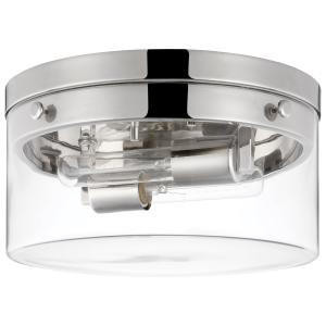  Satco 60-7637 Polished Nickel Flush Mount Light with Clear Glass 