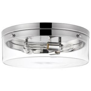  Satco 60-7638 Polished Nickel Flush Mount Light with Clear Glass 