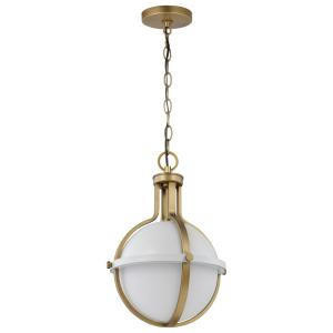  Satco 60-7664 Matte White Pendant Light with White Opal Glass 