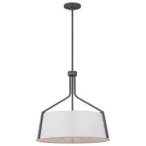  Satco 60-7668 Putty Gray Pendant Light with White Linen Fabric Shade 