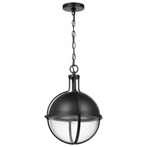  Satco 60-7675 Matte Black Pendant Light with Clear Seeded Glass 
