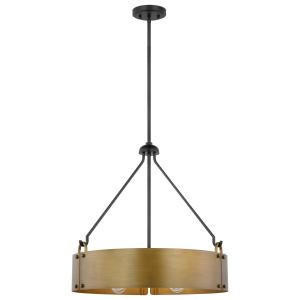  Satco 60-7693 Matte Black Pendant Light with Natural Brass Metal Shade 