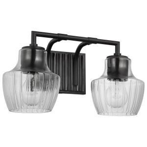  Satco 60-7702 Black And Silver Accent Vanity Light with Clear Ribbed Glass 