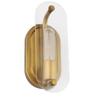  Satco 60-7711 Natural Brass Vanity Light with Clear Beveled Glass 