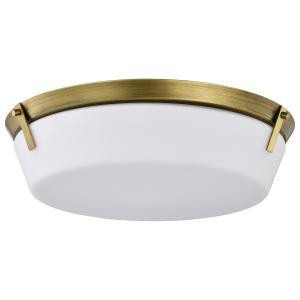  Satco 60-7751 Natural Brass Flush-Mount Light with Etched White Glass 