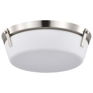 Satco 60-7760 Brushed Nickel Flush-Mount Light with Etched White Glass 