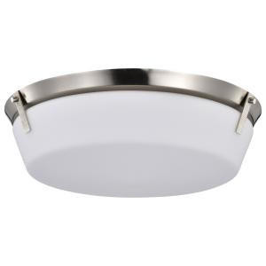  Satco 60-7761 Brushed Nickel Flush-Mount Light with Etched White Glass 
