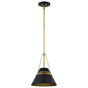  Satco 60-7767 Matte Black and Natural Brass Pendant Light 