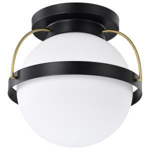  Satco 60-7771 Matte Black Flush-Mount Light with White Opal Glass 