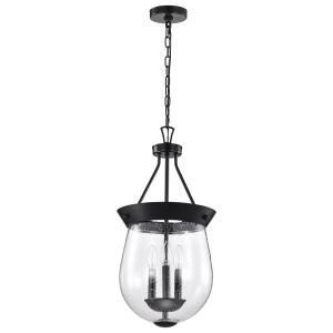  Satco 60-7800 Matte Black Pendant Light with Clear Seeded Glass 