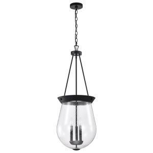  Satco 60-7803 Matte Black Pendant Light with Clear Seeded Glass 