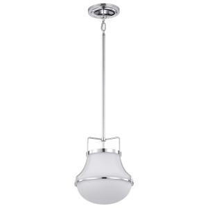  Satco 60-7872 Polished Nickel Pendant Light with White Opal Glass 