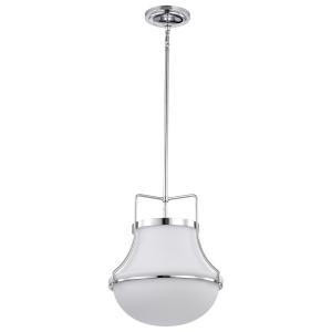  Satco 60-7873 Polished Nickel Pendant Light with White Opal Glass 