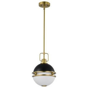  Satco 60-7876 Matte Black Pendant Light with Etched Opal Glass 