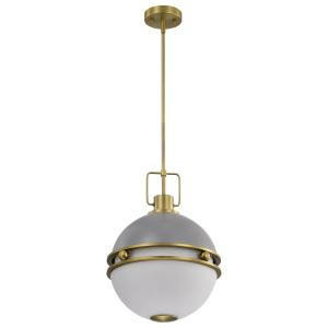  Satco 60-7877 Matte Gray Pendant Light with Etched Opal Glass 