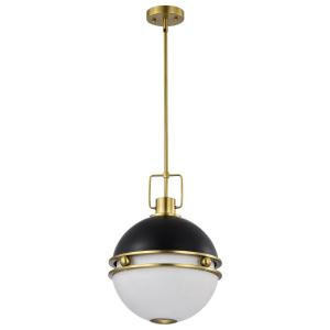  Satco 60-7878 Matte Black Pendant Light with Etched Opal Glass 