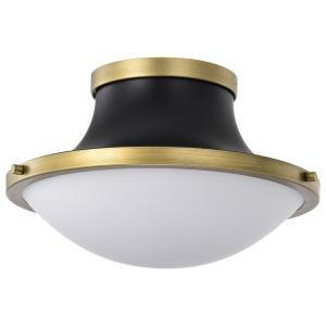  Satco 60-7905 Matte Black Flush-Mount Light with White Opal Glass 