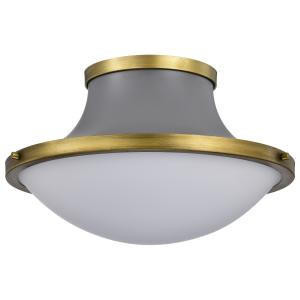  Satco 60-7916 Matte Gray Flush-Mount Light with White Opal Glass 