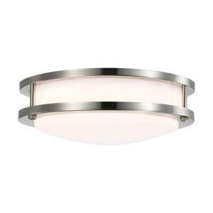  Satco 62-1561 Brushed Nickel Flush-Mount Light with White Lens 