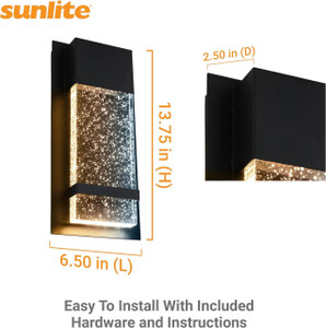  Sunlite 81051-SU Black Raindrop Wall Sconce Light Fixture 