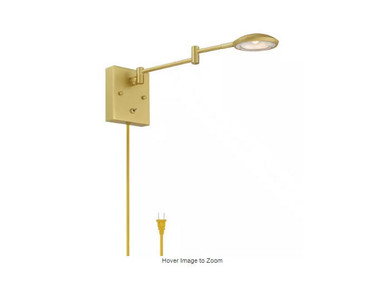 Volume Lighting   Volume V4791-9 Matte Brass Plug-In Swing Arm Wall Lamp 