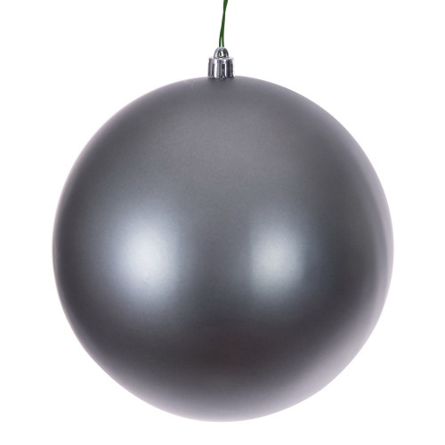Vickerman N592087DMVL - 8 inch Pewter Matte Seamless Ball Outdoor Christmas Ornament 