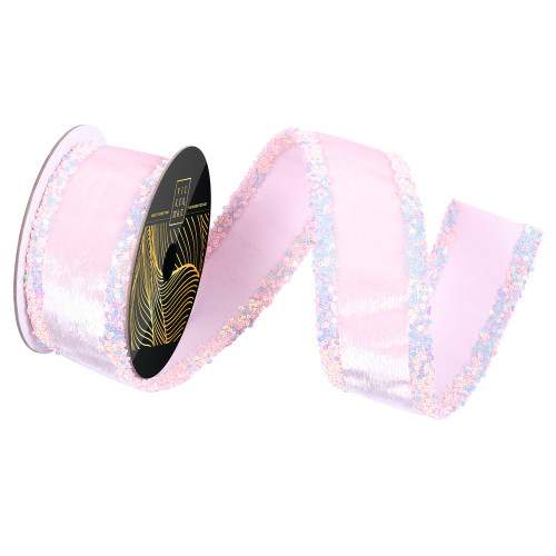 Vickerman QK252079 - Baby Pink Dupion Wired Decorative Ribbon - 2.5" x 5 Yards 